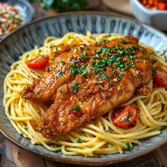Филе грудки куриное с макаронами, 350гр
